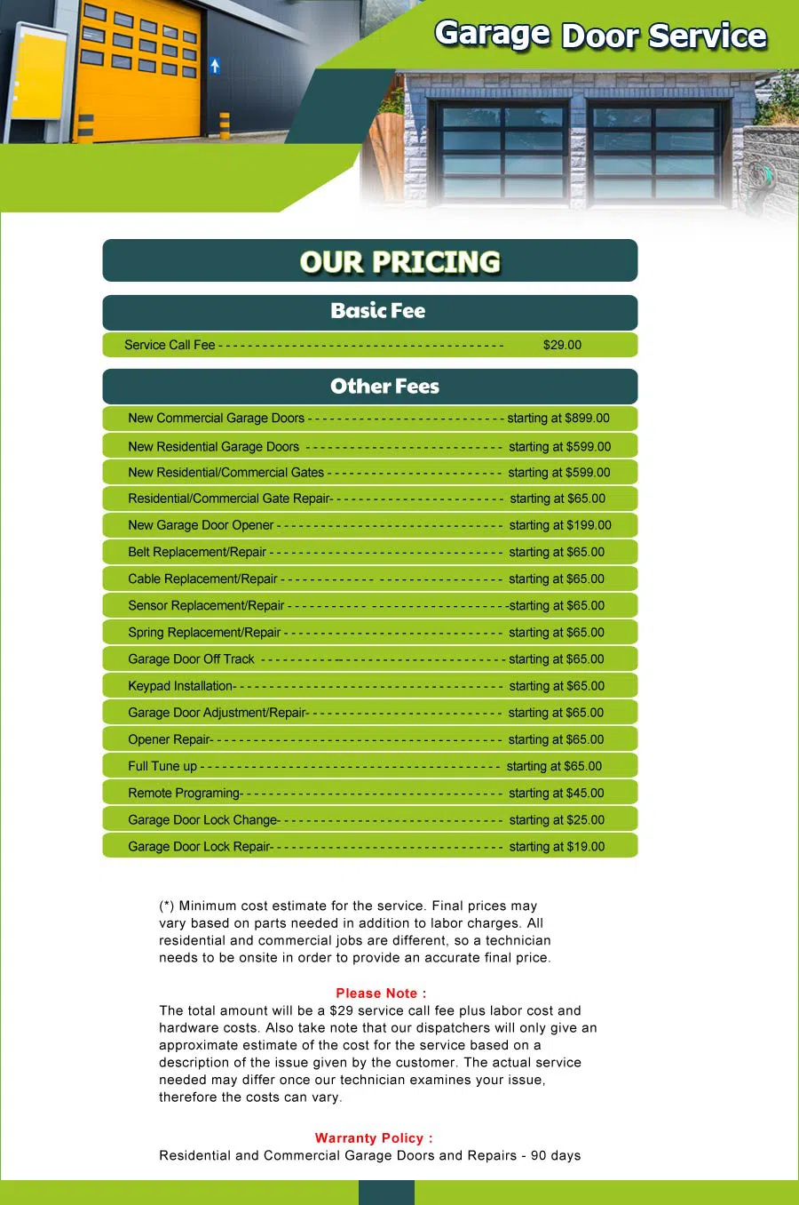 Garage Door 24 Hours Repairs Forest Park, IL 708-683-9956